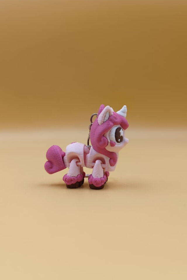 Yıldız Göz Unicorn Anahtarlık - Hareketli Anahtarlık Çanta Süsü Charm Pembe