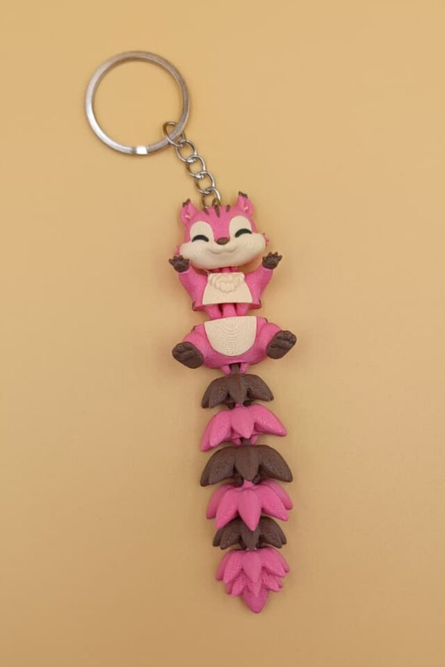 Uzun Kuyruk Serisi Sincap Figürlü Hareketli Anahtarlık (Büyük Boy-12CM) - Çanta Süsü Charm