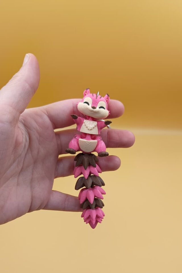 Uzun Kuyruk Serisi Sincap Figürlü Hareketli Anahtarlık (Büyük Boy-12CM) - Çanta Süsü Charm