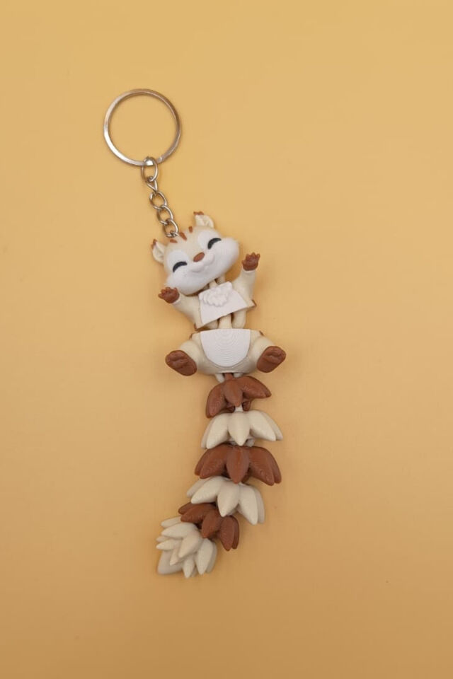 Uzun Kuyruk Serisi Sincap Figürlü Hareketli Anahtarlık (Büyük Boy-12CM) - Çanta Süsü Charm
