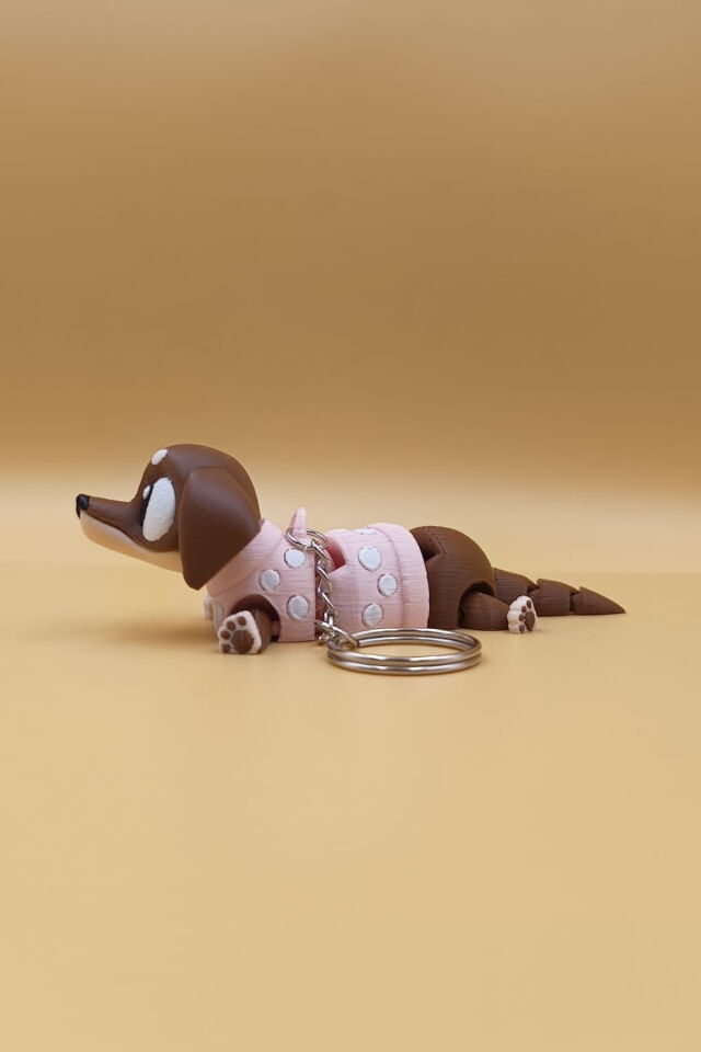 Sosis Köpek (Dachshund) Hareketli Anahtarlık Çanta Süsü Charm