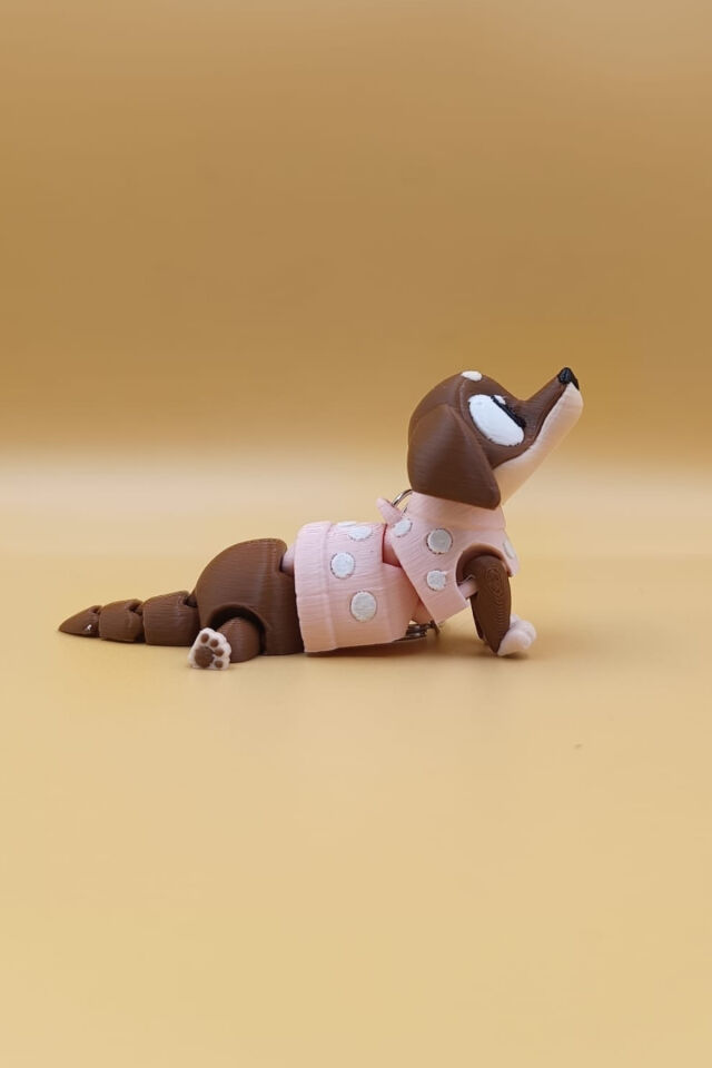 Sosis Köpek (Dachshund) Hareketli Anahtarlık Çanta Süsü Charm