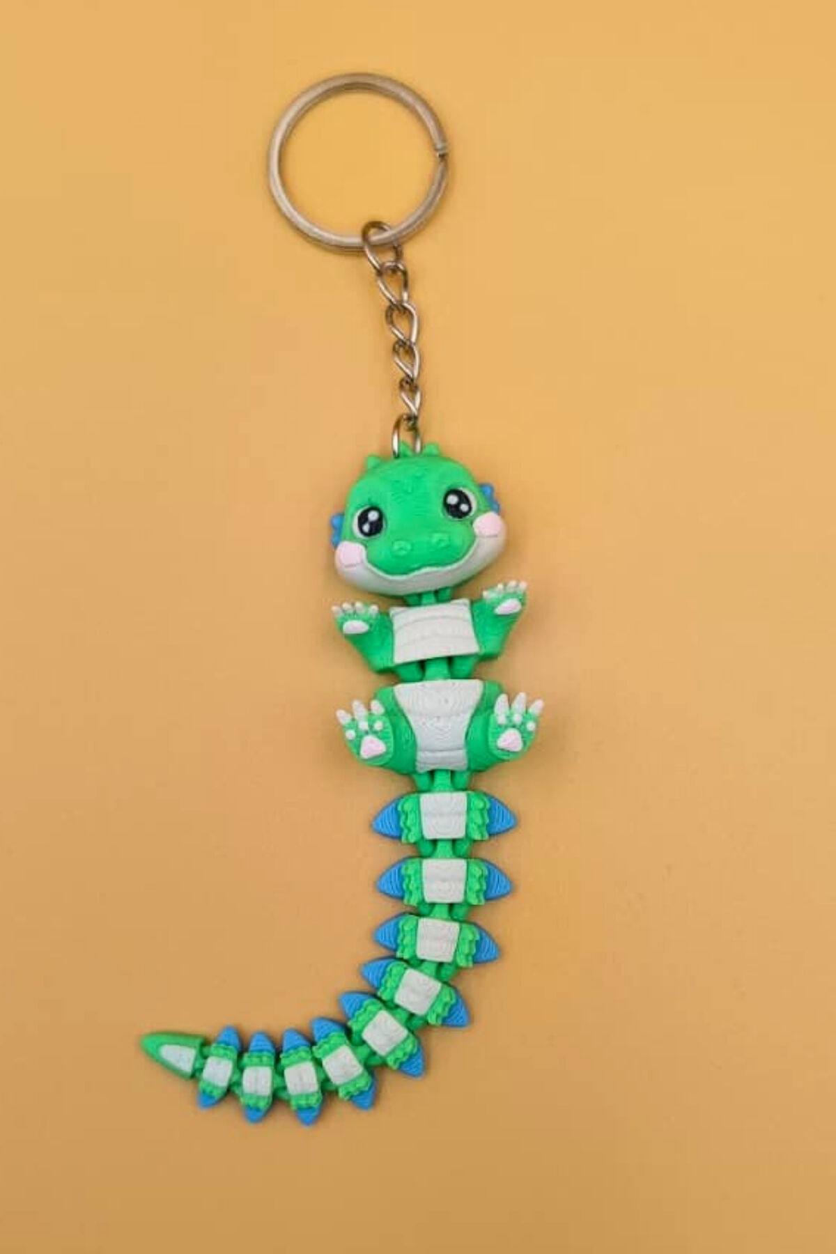 Uzun Kuyruk Serisi Timsah Figürlü Hareketli Anahtarlık (Büyük Boy-12CM) - Çanta Süsü Charm