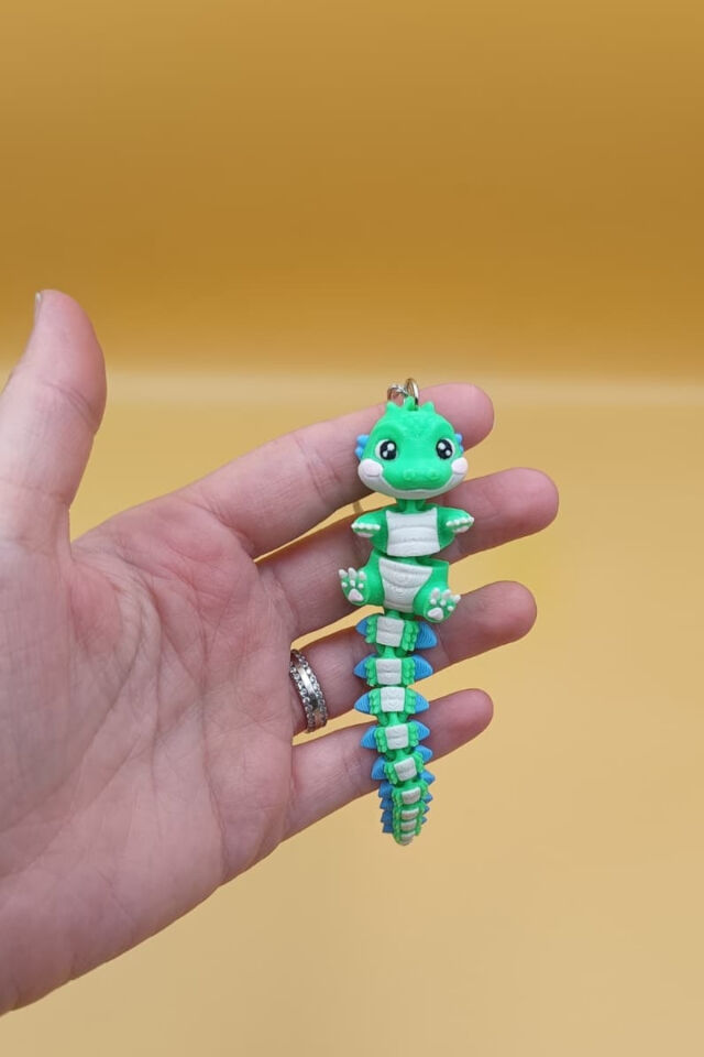 Uzun Kuyruk Serisi Timsah Figürlü Hareketli Anahtarlık (Büyük Boy-12CM) - Çanta Süsü Charm