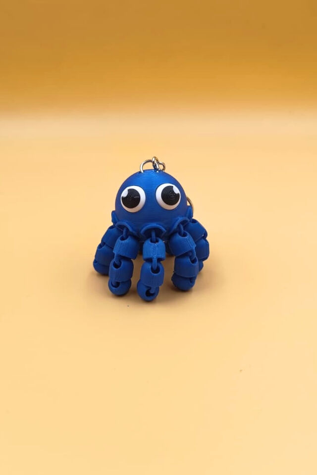 3D Baskı Hareketli Ahtapot Anahtarlık - Oynar Bacaklı Sevimli Figür Çanta Süsü