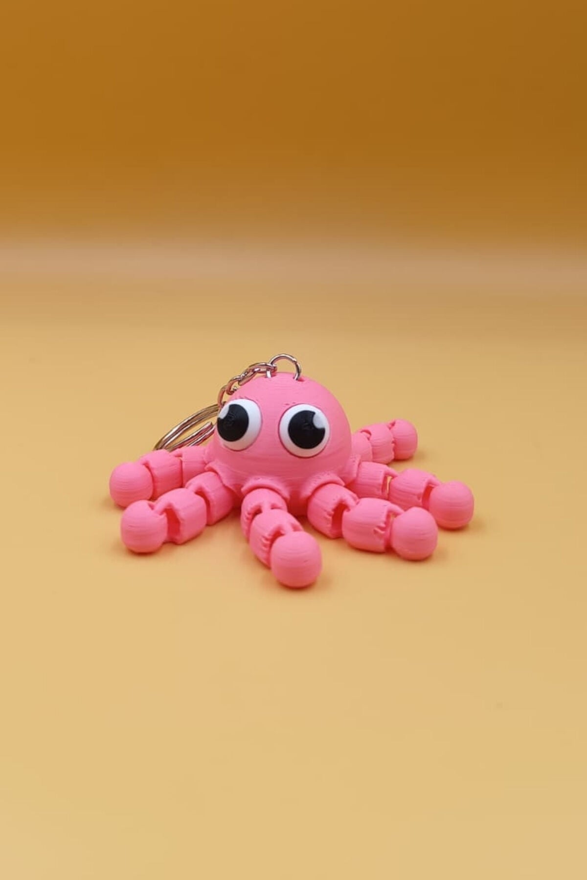 3D Baskı Hareketli Ahtapot Anahtarlık - Oynar Bacaklı Sevimli Figür Çanta Süsü Pembe