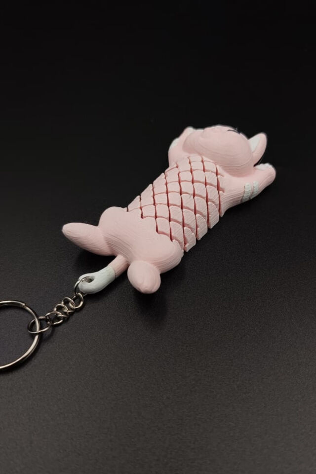 Kedi Hareketli Anahtarlık Çanta Süsü Charm Pembe