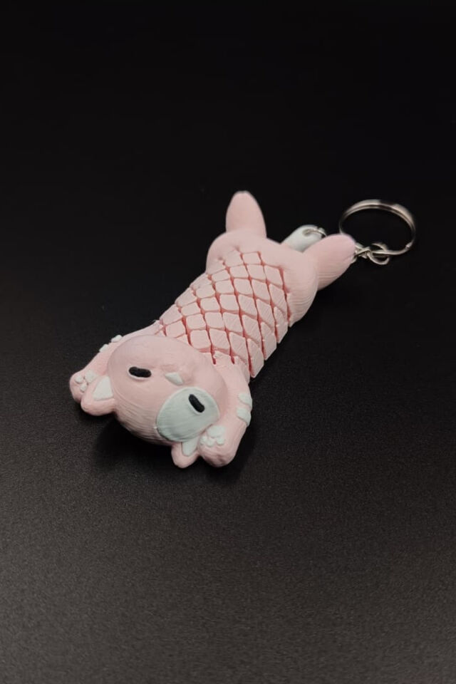 Kedi Hareketli Anahtarlık Çanta Süsü Charm Pembe