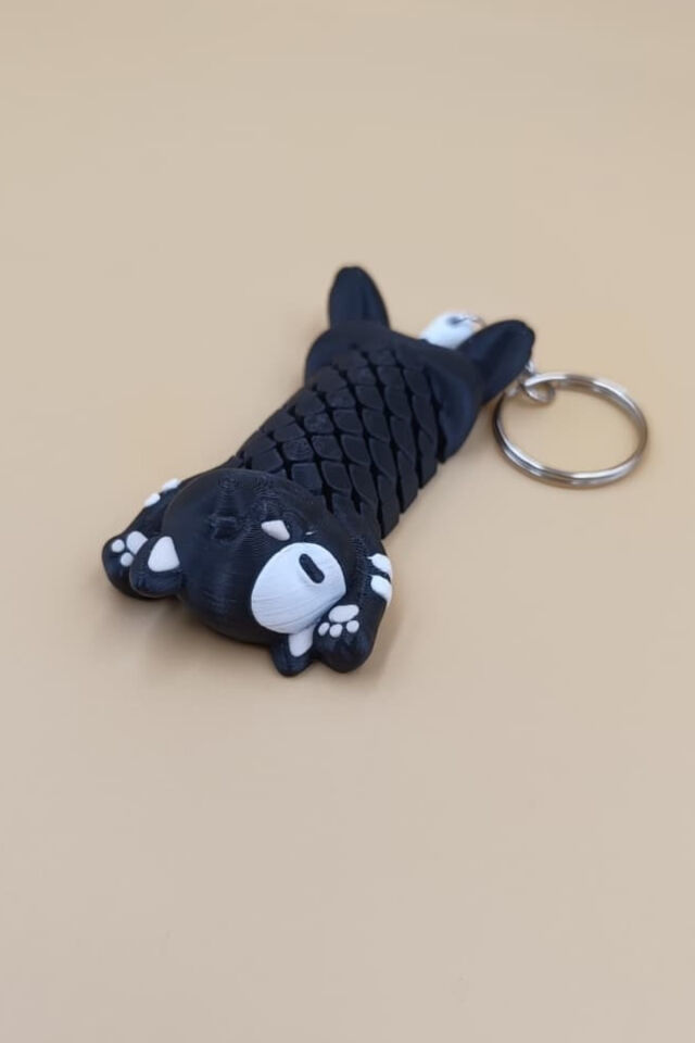 Kedi Hareketli Anahtarlık Çanta Süsü Charm Siyah