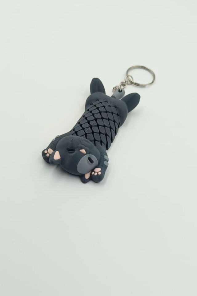 Kedi Hareketli Anahtarlık Çanta Süsü Charm Gri