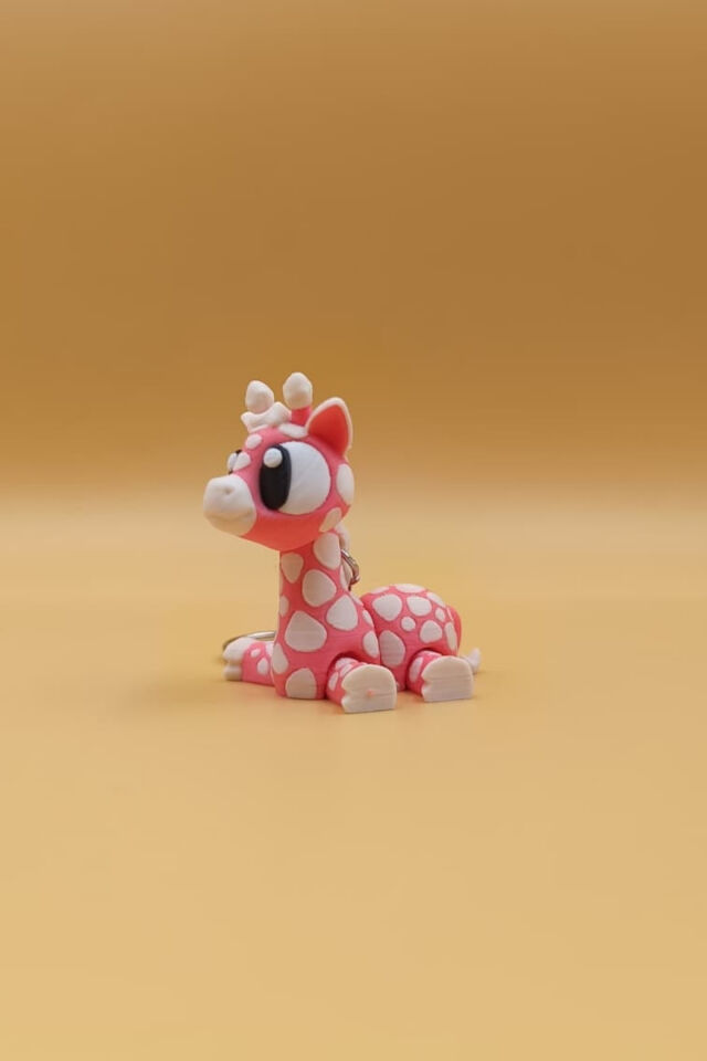 Sevimli Zürafa Anahtarlık - Hareketli Anahtarlık Çanta Süsü Charm Barbie Pembe - Fil Dişi