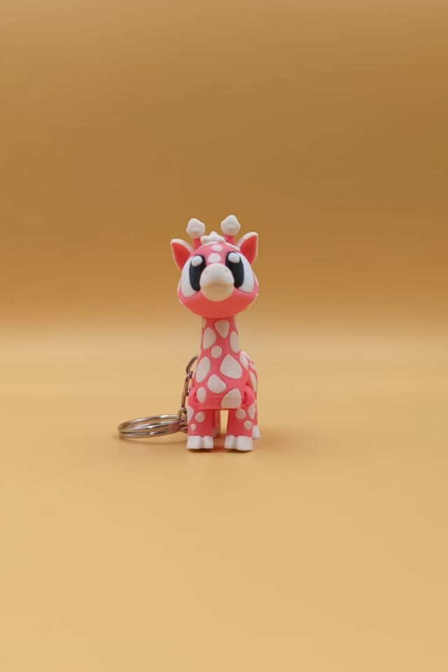 Sevimli Zürafa Anahtarlık - Hareketli Anahtarlık Çanta Süsü Charm Barbie Pembe - Fil Dişi