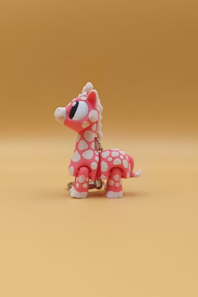 Sevimli Zürafa Anahtarlık - Hareketli Anahtarlık Çanta Süsü Charm Barbie Pembe - Fil Dişi