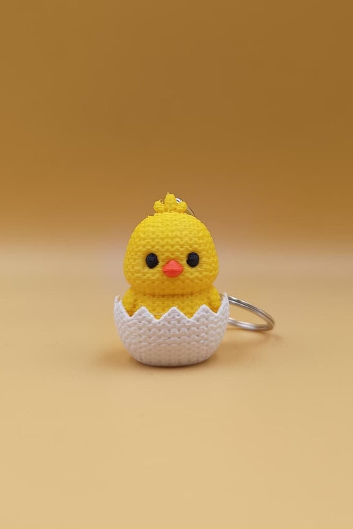 Örgü Desenli Sevimli Yumurtadan Çıkan Sarı Civciv Anahtarlık (Plastik) -  Çanta Süsü Charm