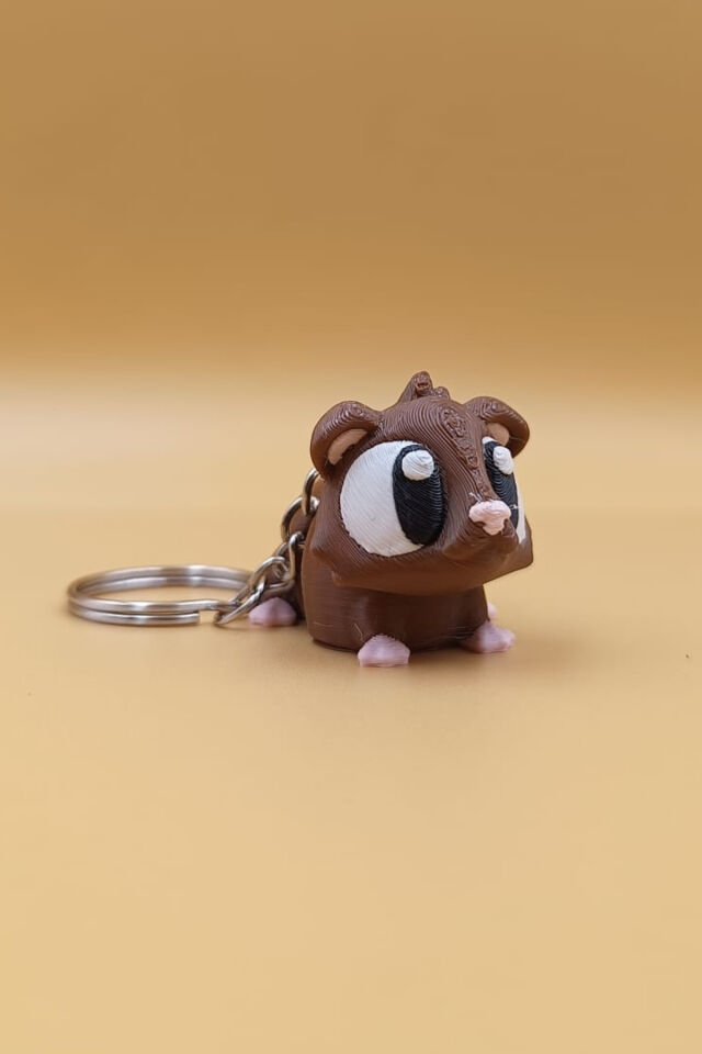 Pembe Patili Hamster Hareketli Anahtarlık Çanta Süsü Charm