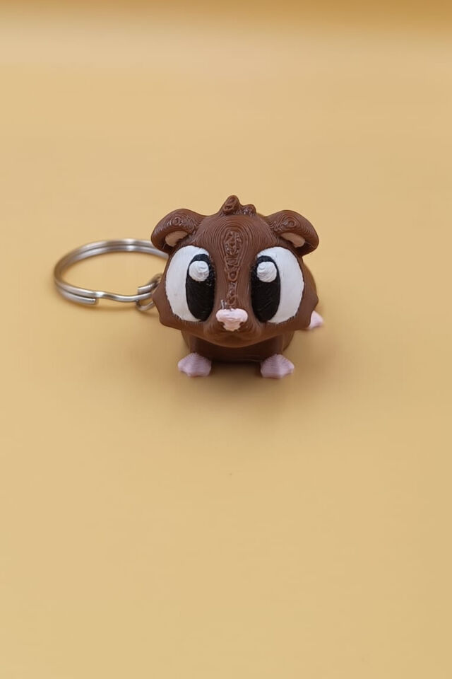 Pembe Patili Hamster Hareketli Anahtarlık Çanta Süsü Charm