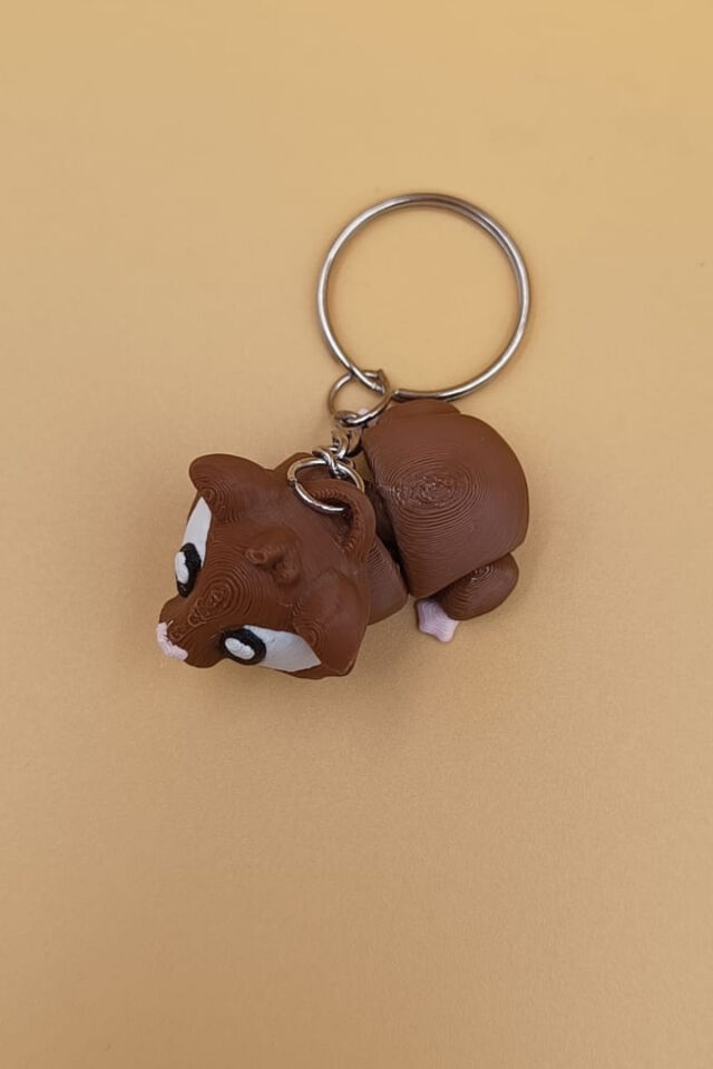 Pembe Patili Hamster Hareketli Anahtarlık Çanta Süsü Charm