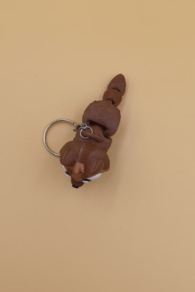 Alman Kurt Köpeği -  Hareketli Anahtarlık Çanta Süsü Charm (Alman Kurdu) Açık Kahverengi