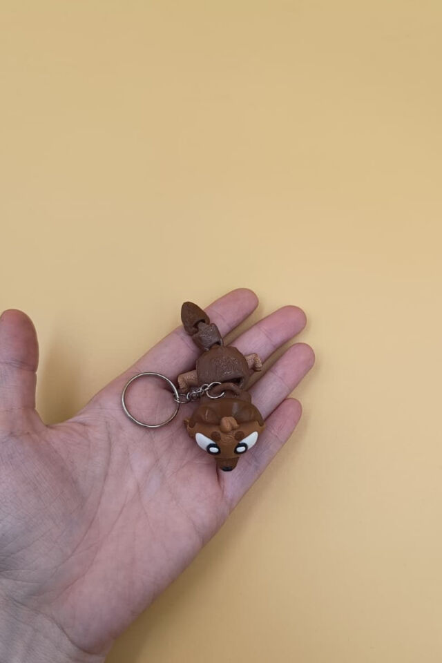 Alman Kurt Köpeği -  Hareketli Anahtarlık Çanta Süsü Charm (Alman Kurdu) Açık Kahverengi