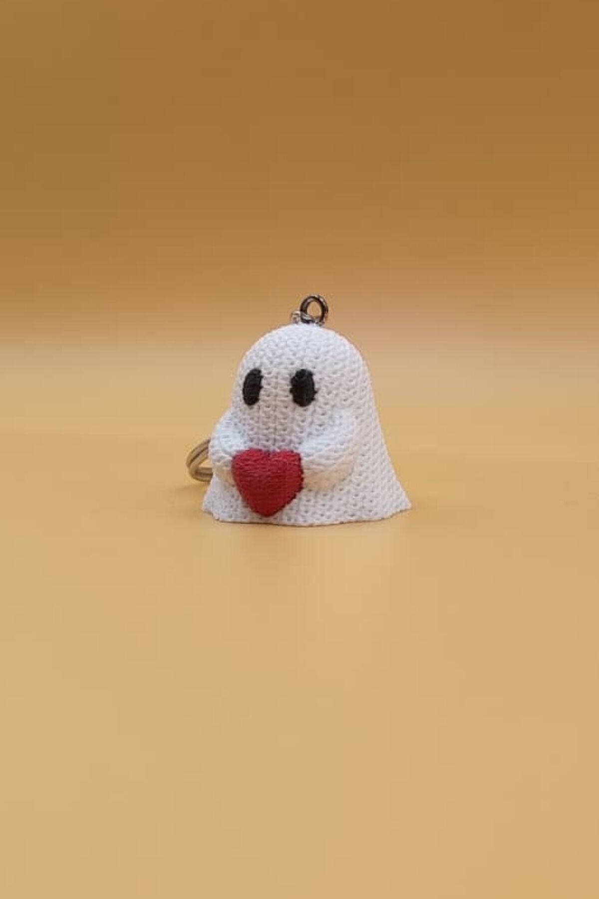 Örgü Desenli Kalpli Hayalet Anahtarlık (Plastik)
