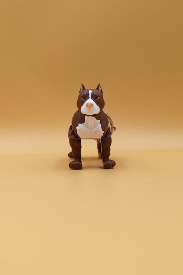 Hareketli Pitbull Figürlü Anahtarlık