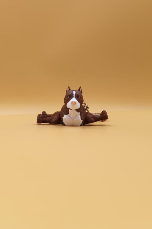 Hareketli Pitbull Figürlü Anahtarlık