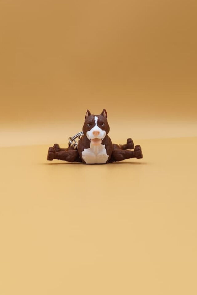 Hareketli Pitbull Figürlü Anahtarlık