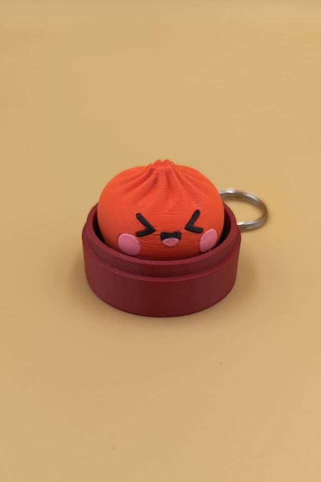 Clickerlı Sevimli  Bao Bun Çin Mantısı Anahtarlık (Plastik)-  Çanta Süsü Charm Turuncu