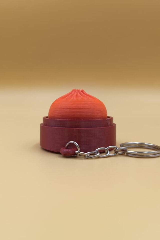Clickerlı Sevimli  Bao Bun Çin Mantısı Anahtarlık (Plastik)-  Çanta Süsü Charm Turuncu