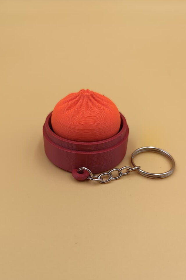 Clickerlı Sevimli  Bao Bun Çin Mantısı Anahtarlık (Plastik)-  Çanta Süsü Charm Turuncu