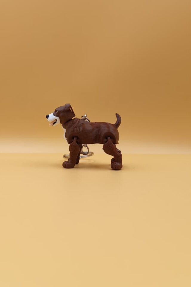 Hareketli Pitbull Figürlü Anahtarlık Uzun Kulak Açık Ağız