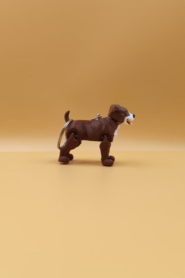 Hareketli Pitbull Figürlü Anahtarlık Uzun Kulak Açık Ağız