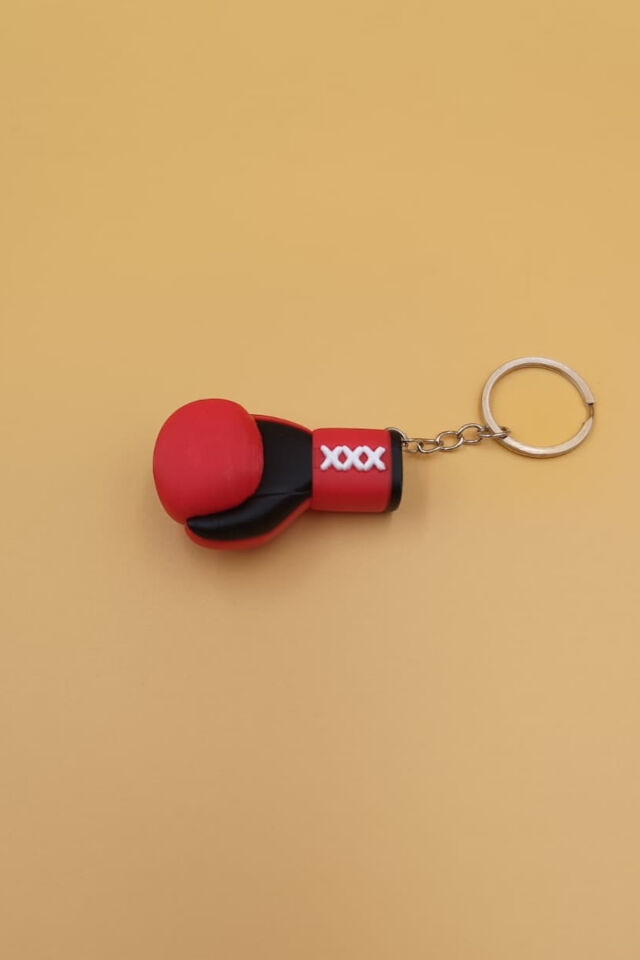 Boks Eldiveni Tasarımlı Anahtarlık & Çanta Süsü - Sporcu Hediyesi Büyük Boy:6CM (Farklı Renk Seçenekleriyle) Kırmızı