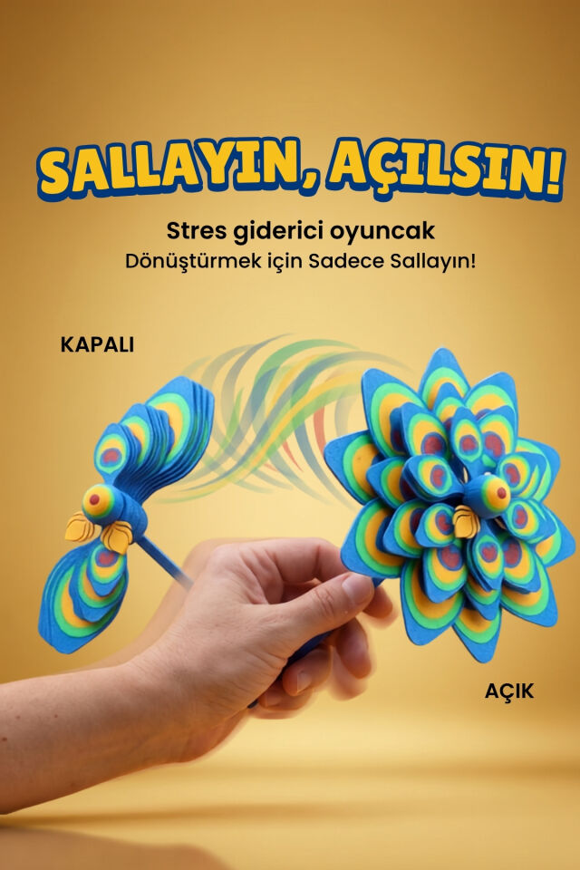 Sihirli Tavus Kuşu Mandala Stres Oyuncağı - Rahatlatıcı Oyuncak, Fidget Oyuncak Mavi