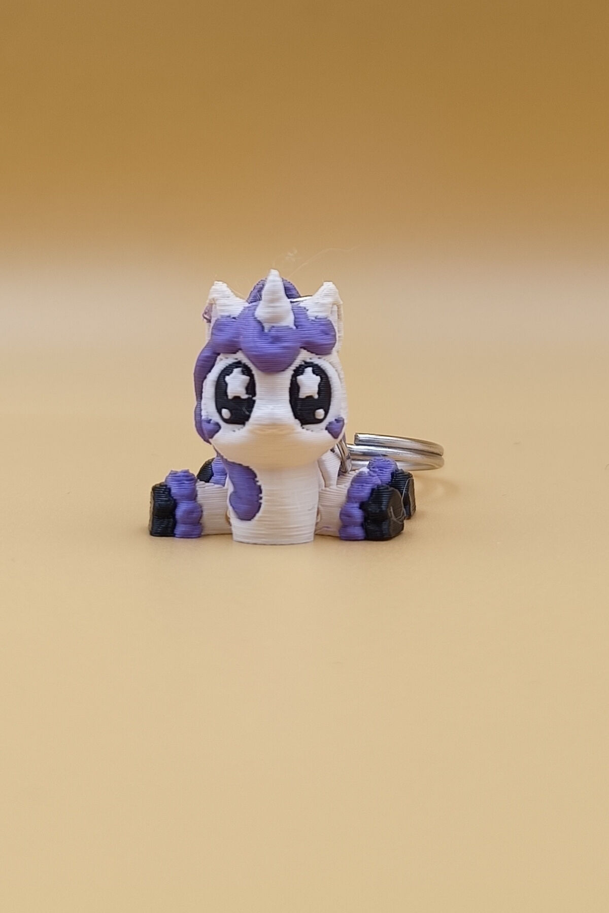 Yıldız Göz Unicorn Anahtarlık - Hareketli Anahtarlık Çanta Süsü Charm Mor
