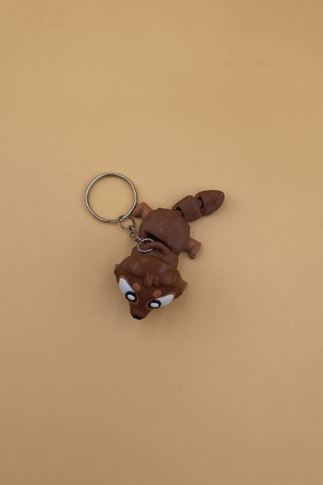 Alman Kurt Köpeği -  Hareketli Anahtarlık Çanta Süsü Charm (Alman Kurdu) Kahverengi