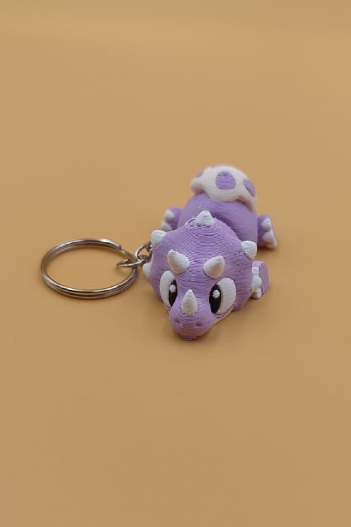 Sevimli Bebek Dinozor Figürlü Hareketli Anahtarlık Çanta Süsü Charm Mor