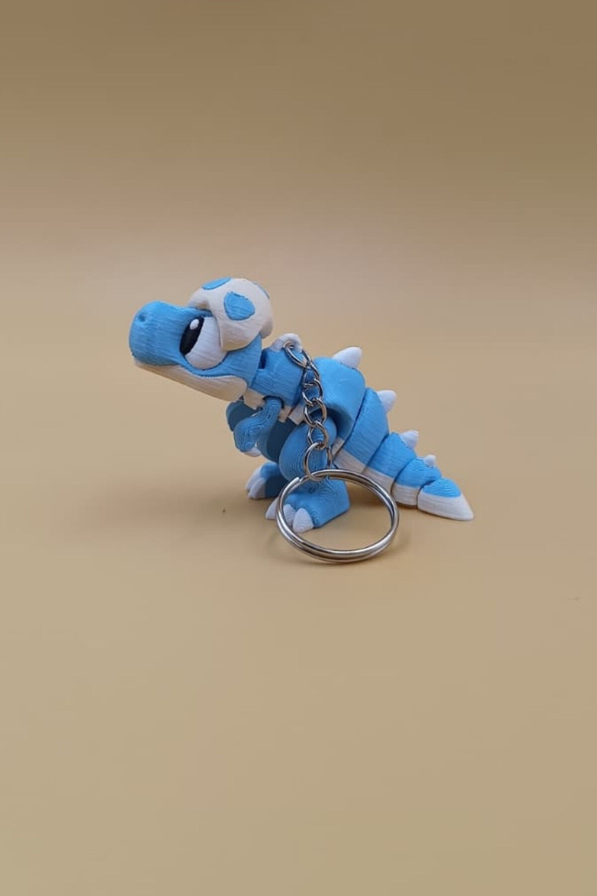 Sevimli Dinozor Figürlü Hareketli Anahtarlık Çanta Süsü Charm Mavi