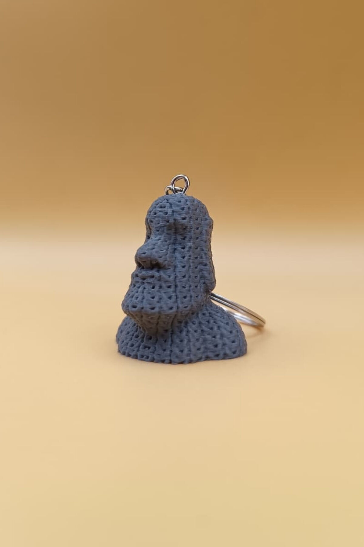 Örgü Desenli Moai Figürlü Anahtarlık (Plastik)