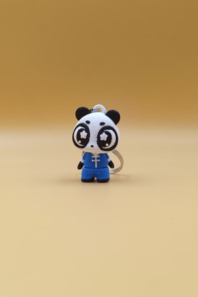 Hareketli Sevimli Yıldız Göz Panda Tangzhuang Figürlü Anahtarlık - Hareketli Anahtarlık Çanta Süsü Charm