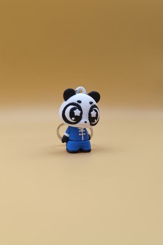 Hareketli Sevimli Yıldız Göz Panda Tangzhuang Figürlü Anahtarlık - Hareketli Anahtarlık Çanta Süsü Charm
