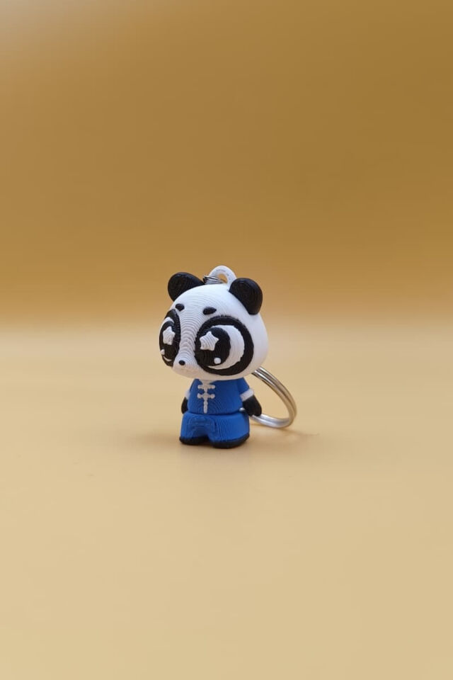 Hareketli Sevimli Yıldız Göz Panda Tangzhuang Figürlü Anahtarlık - Hareketli Anahtarlık Çanta Süsü Charm