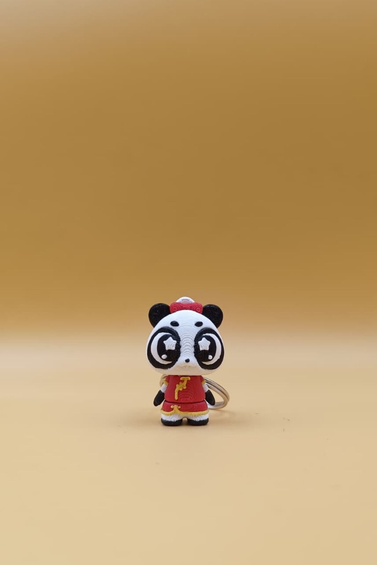 Hareketli Sevimli Yıldız Göz Panda Qipao Figürlü Anahtarlık - Hareketli Anahtarlık Çanta Süsü Charm