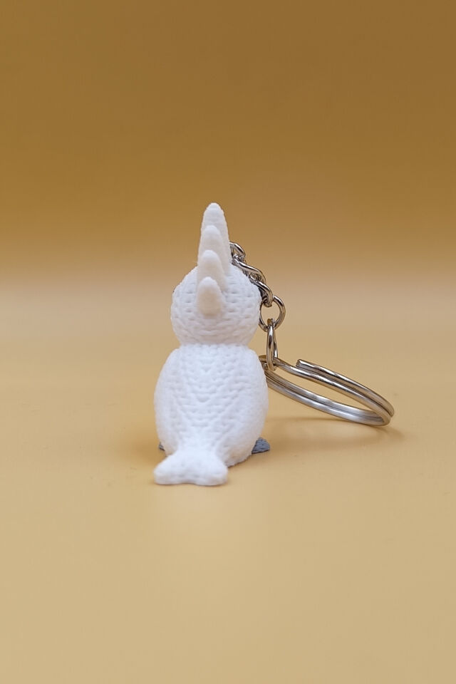 Örgü Desenli Beyaz Papağan Anahtarlık (Plastik) Beyaz