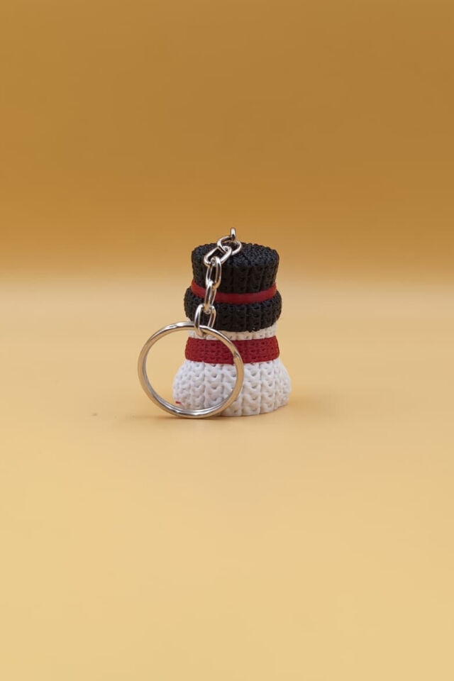 Örgü Desenli Şapkalı & Atkılı Kardan Adam Anahtarlık (Plastik)-  Çanta Süsü Charm