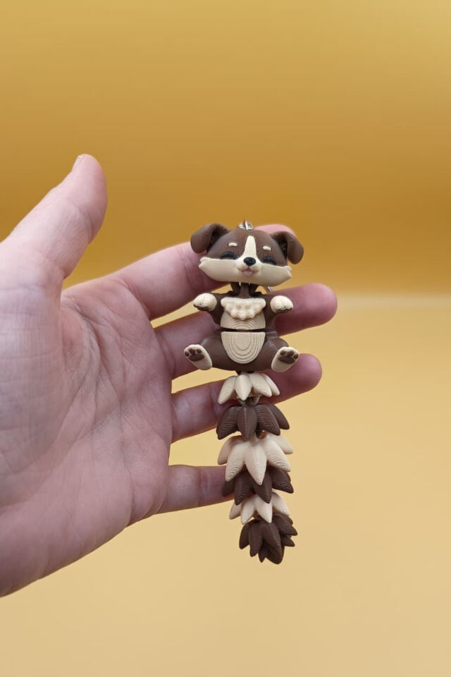 Uzun Kuyruk Serisi Köpek Figürlü Hareketli Anahtarlık (Büyük Boy-12CM) - Çanta Süsü Charm