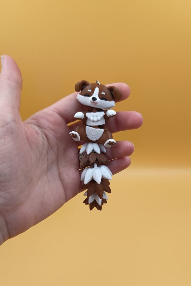 Uzun Kuyruk Serisi Köpek Figürlü Hareketli Anahtarlık (Büyük Boy-12CM) - Çanta Süsü Charm