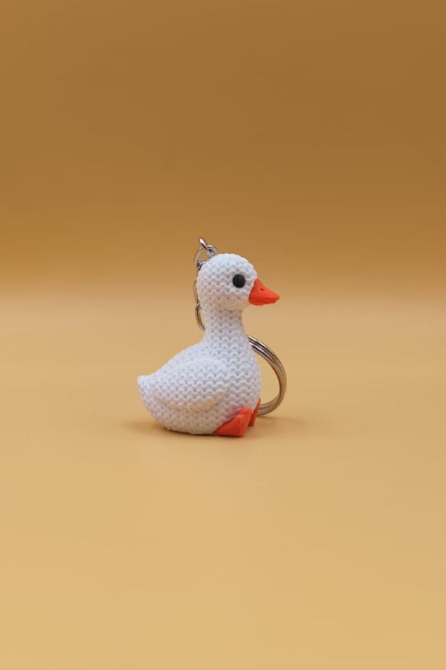 Örgü Desenli Şirin Ördek Anahtarlık (Plastik)-  Çanta Süsü Charm