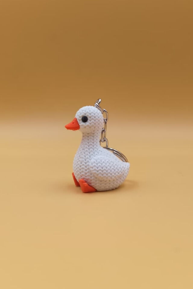 Örgü Desenli Şirin Ördek Anahtarlık (Plastik)-  Çanta Süsü Charm