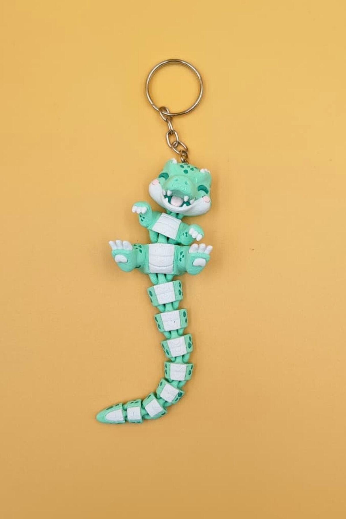 Uzun Kuyruk Serisi T-Rex Dinozor Figürlü Hareketli Anahtarlık (Büyük Boy-12CM) - Çanta Süsü Charm